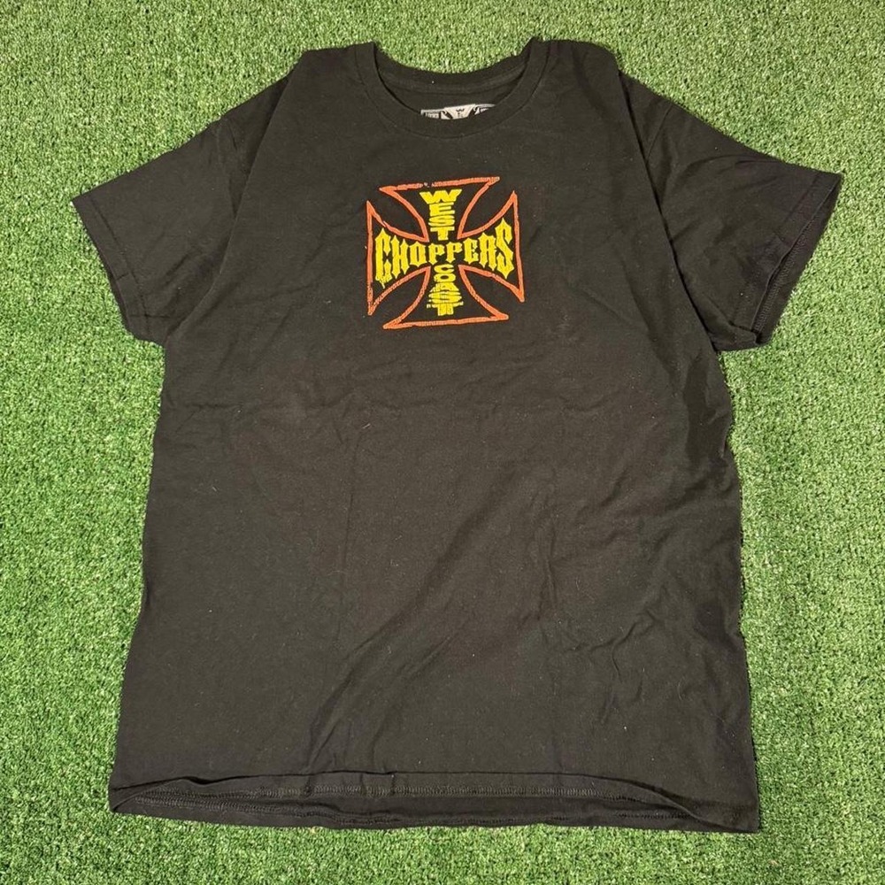 West Coast Choppers Snake Cross Graphic T-Shirt Mens Large Black Biker Tee